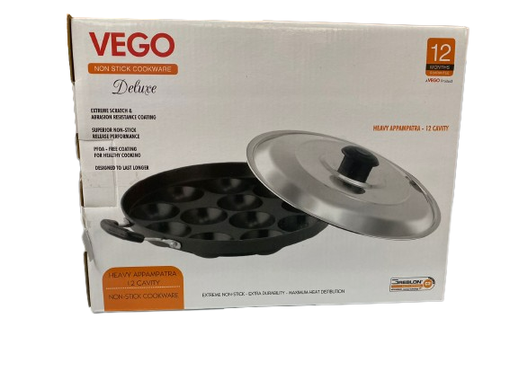 Vego Nonstick Appampatra with SS lid 12 cavity